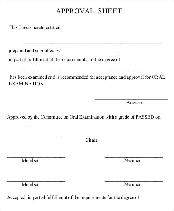 free approval sheet