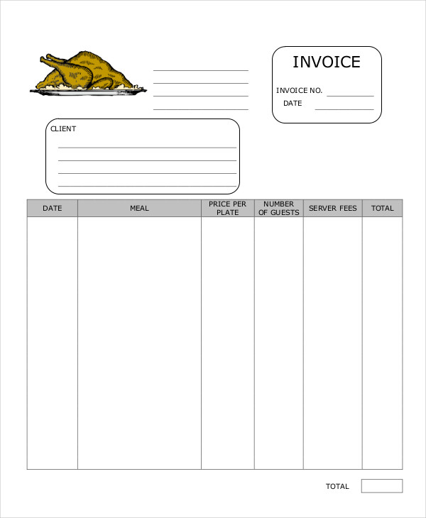 free catering invoice