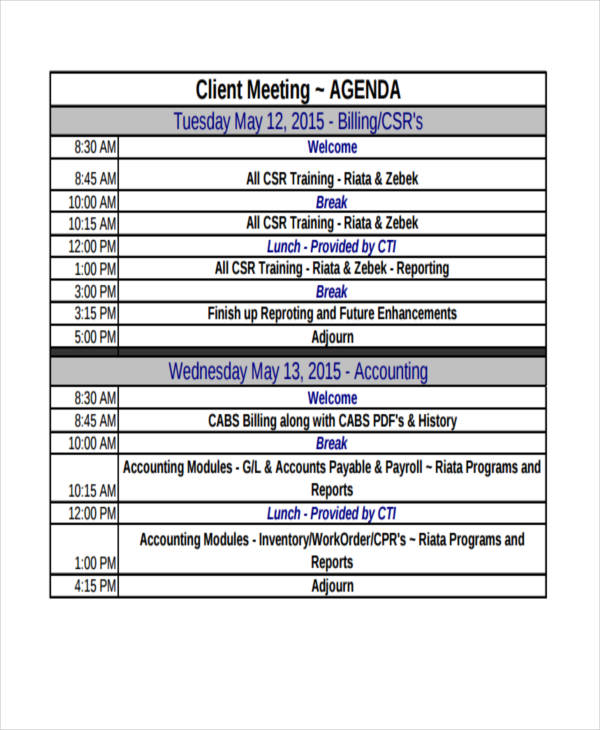 free client meeting agenda