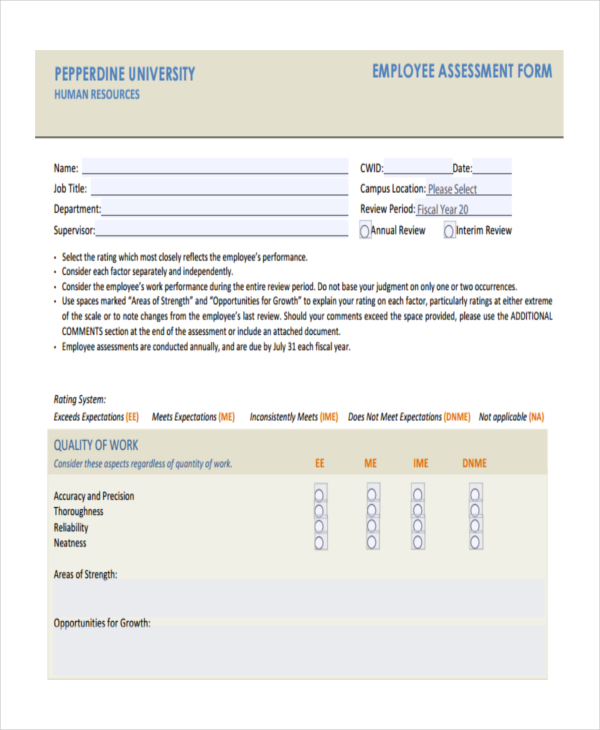 47+ Assessment Form Examples