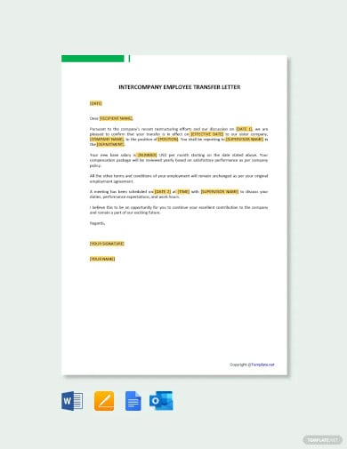 free employee transfer letter inter company template