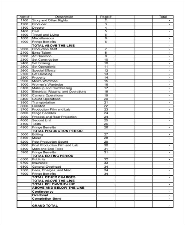 Film Budget Templates - 8+ Free Word, PDF Format Download