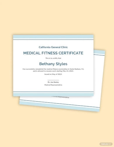 free fitness medical certificate template