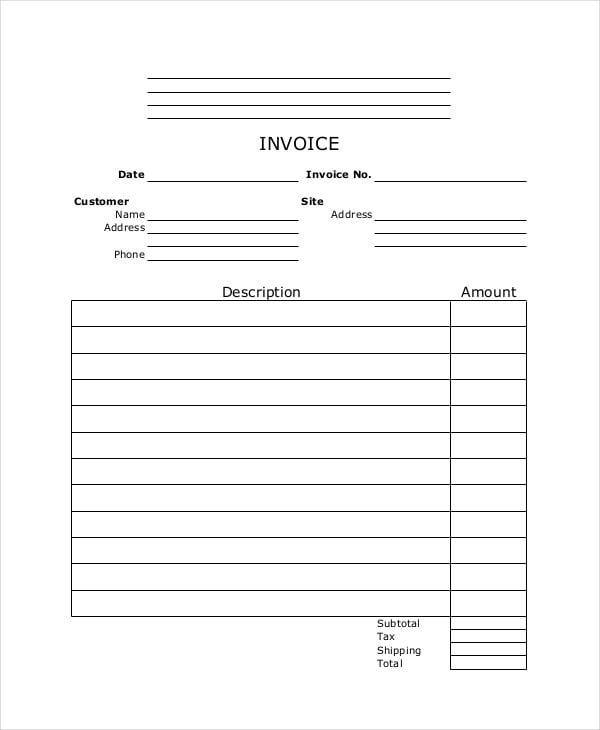 personal invoice template word download free