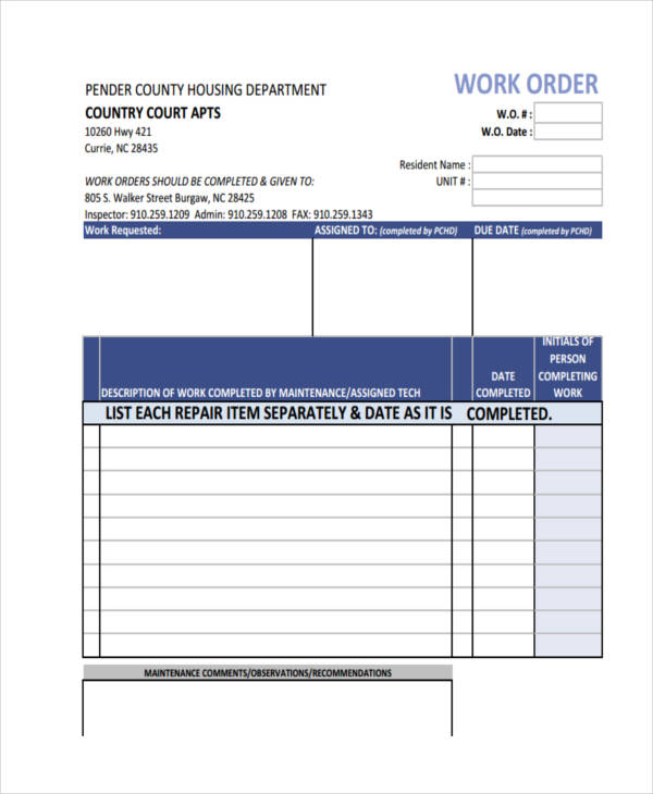 31+ Work Order Formats - Word, PDF, Docs