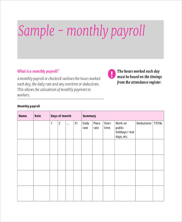free payroll sheet