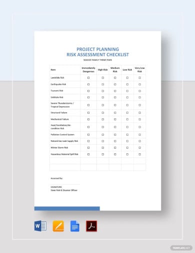 free project planning risk assessment checklist template