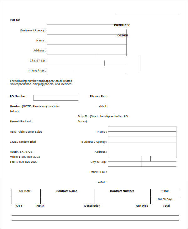 free purchase order