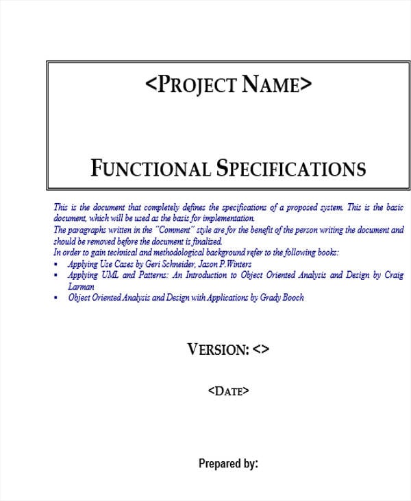 functional specification use case