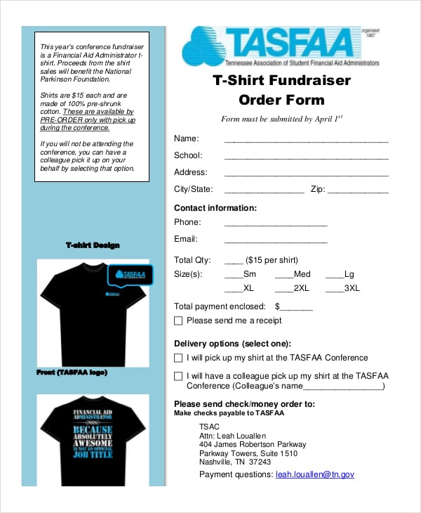 fundraiser t shirt order