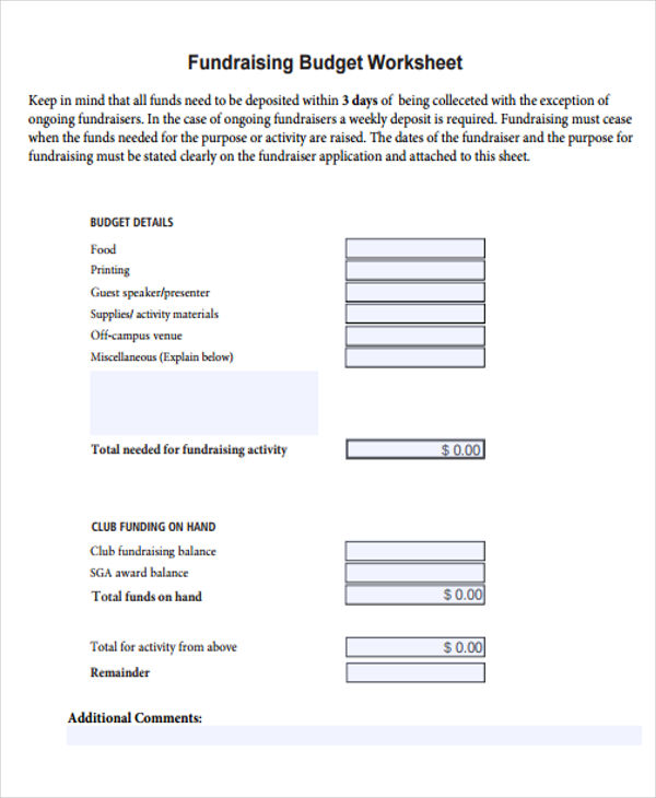 Fundraising Budget Template - 9+ Free Sample, Example Format Download