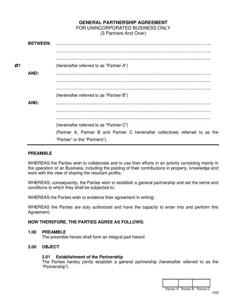 general partnership agreement page 001 788x1020
