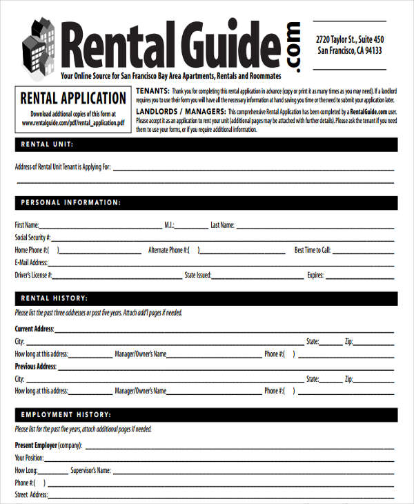 24+ Free Rental Application Templates