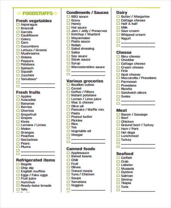 Grocery Shopping List Templates - 9+ Free Word, PDF Format Download
