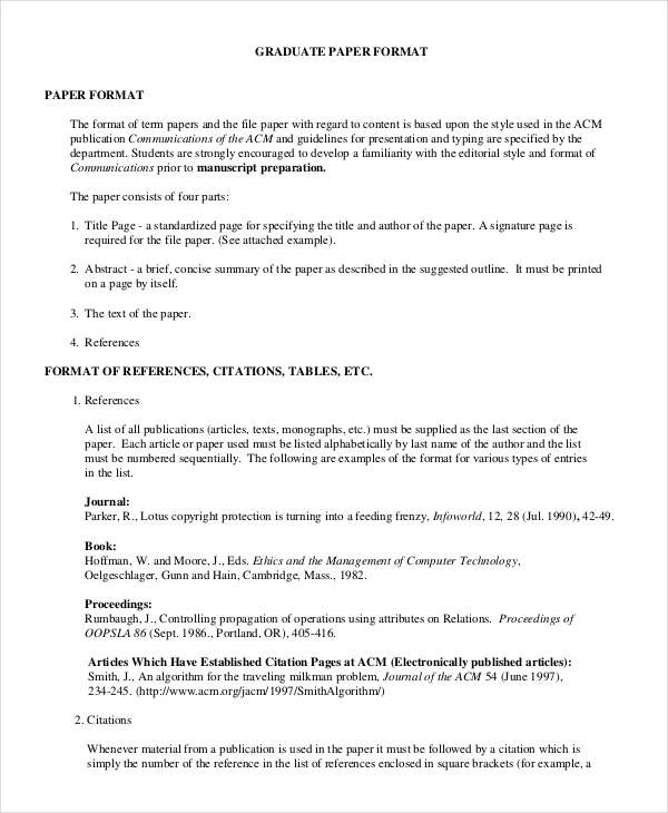 graduate research paper format