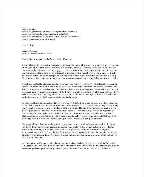 10+ Student Reference Letter Templates - Free Samples, Examples Format ...