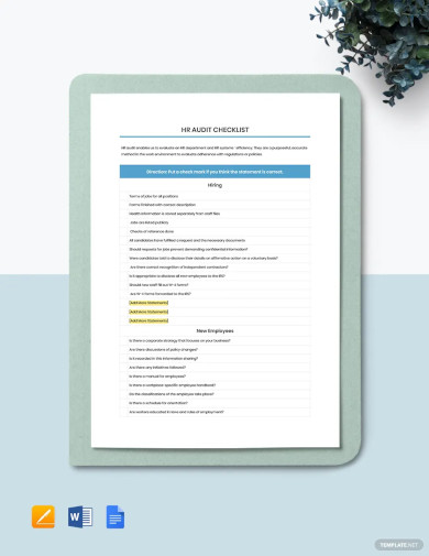 hr audit checklist template