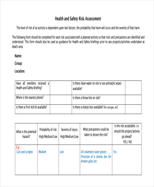 25+ Sample Risk Assessment Forms