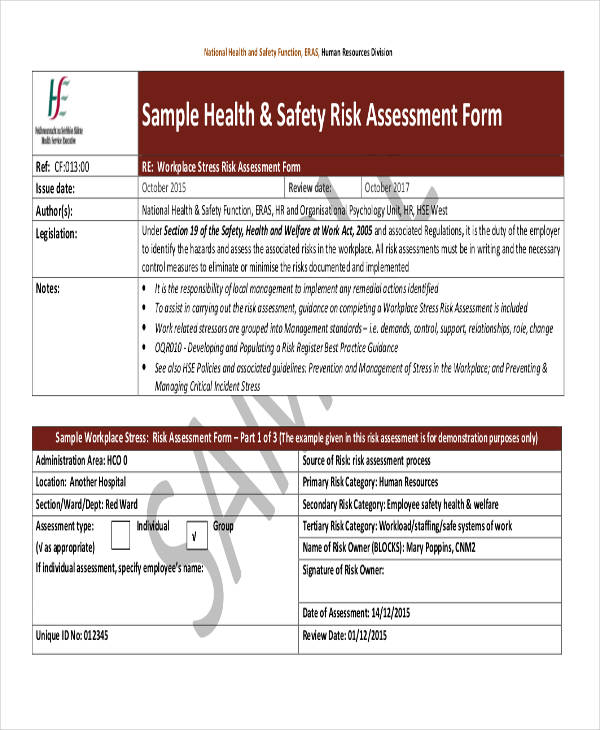 22 Risk Assessment Forms In Pdf 