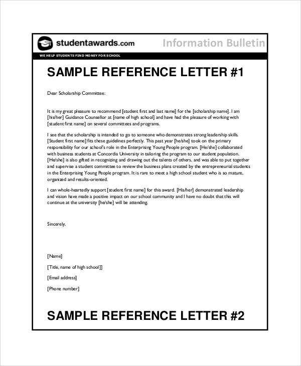 write a reference letter for student