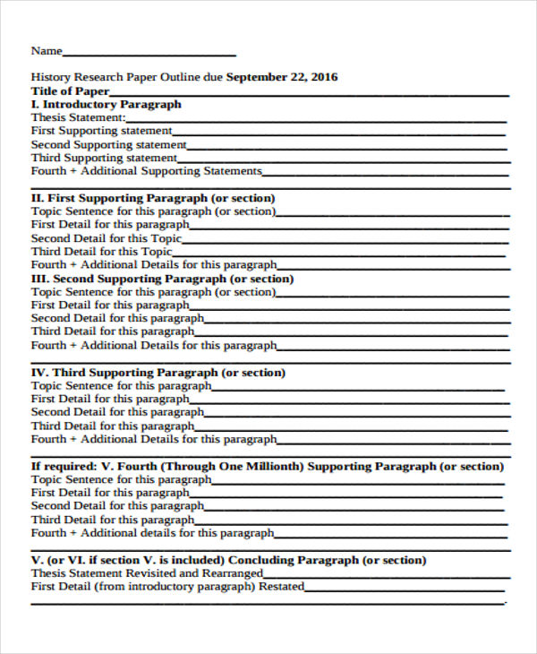 history paper outline template