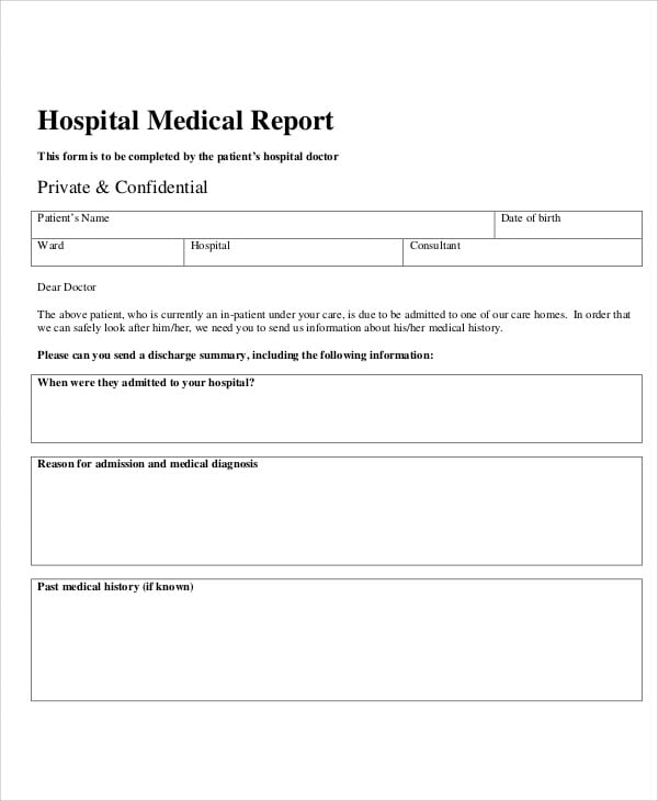 hospital medical report 