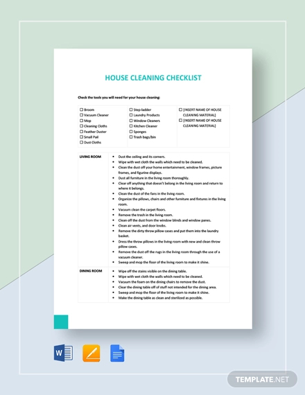 FREE 41+ Cleaning Checklist Templates in MS Word | Excel | PDF | Pages ...