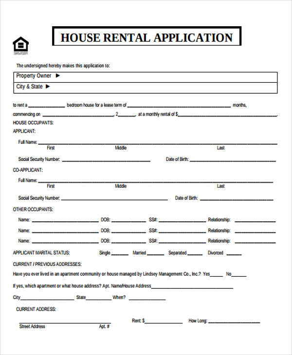 Home Rental Application Template PDF Template