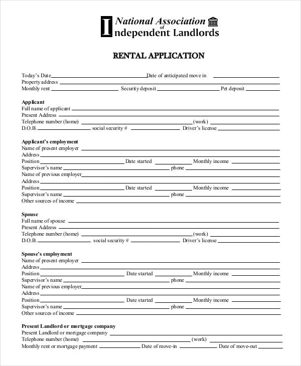 21+ Printable Rental Application Templates Free