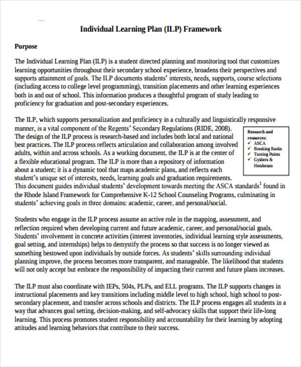 Student Education Plan Template Database