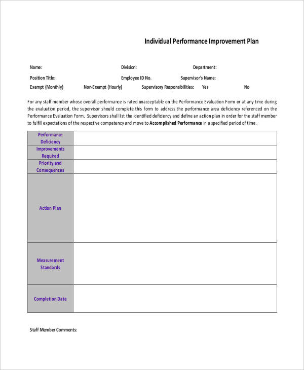 10+ Performance Action Plan Templates - Free Sample, Example Format ...