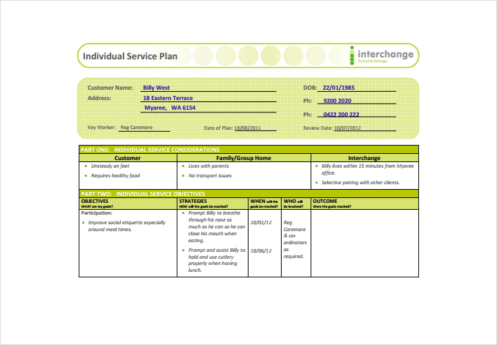 business plan for service business example