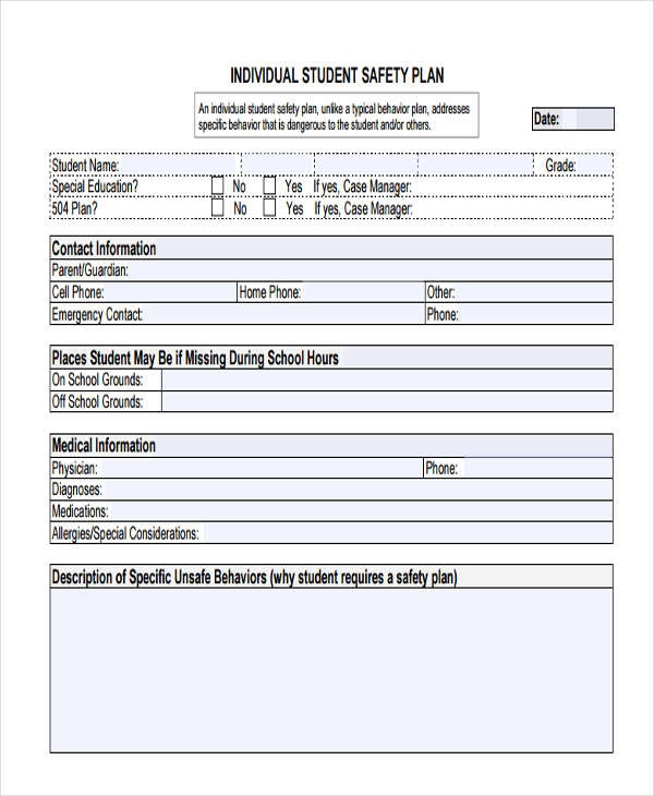 31 Safety Plan Samples Google Docs MS Word Apple Pages