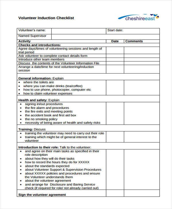 Induction Checklist Template 19 Free Word PDF Format Download Induction Checklist Template 19 Free Word PDF Format Download