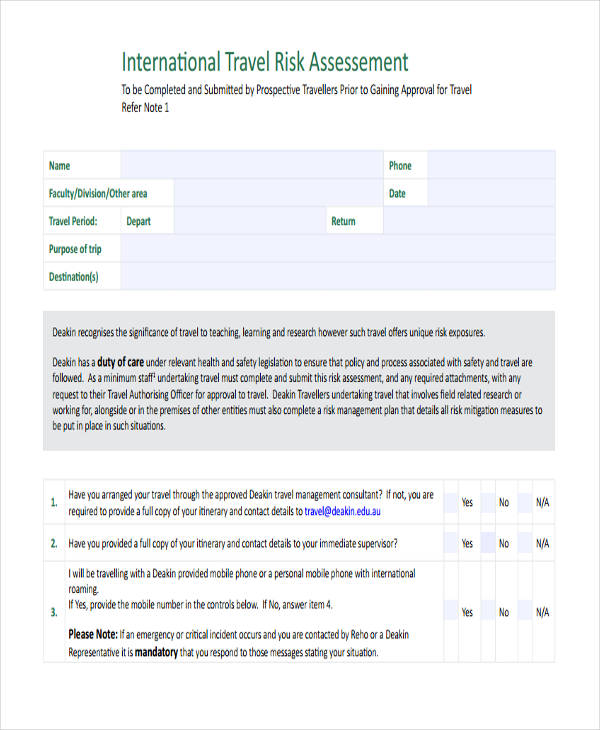 international travel risk assessment