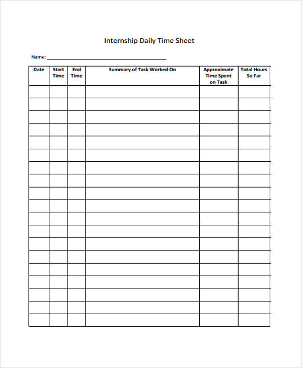 internship daily timesheet