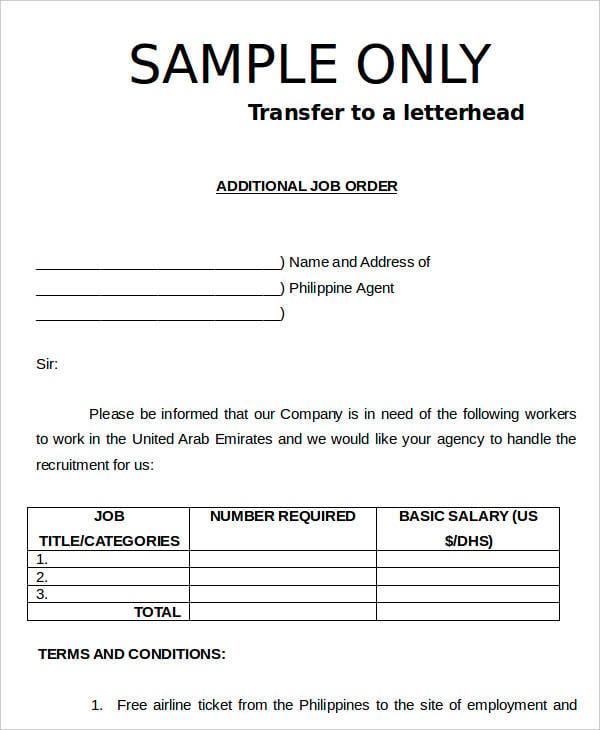 pdf contract philippines employment Forms  Example Download   Free Sample, Format Job 9 Order