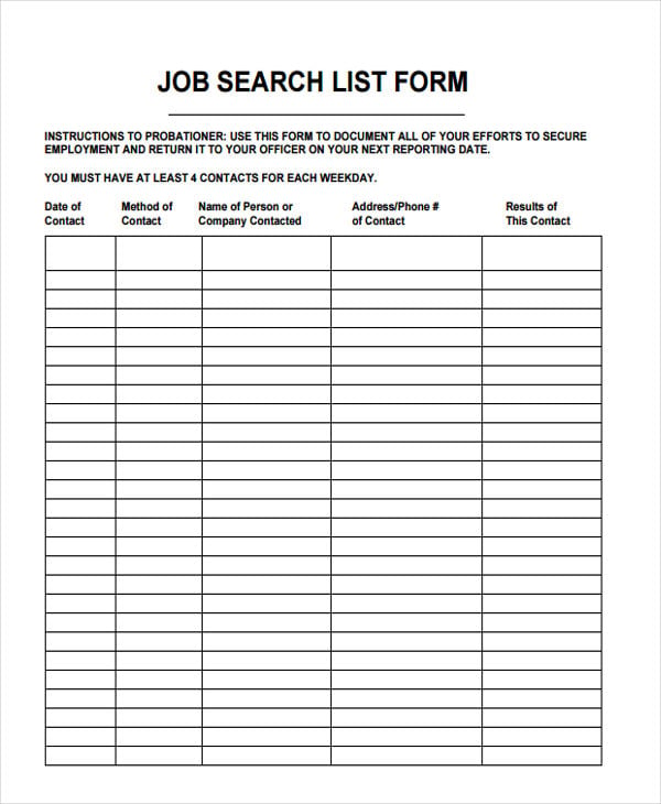 Job List Templates 6+ Free Word, PDF Format Download
