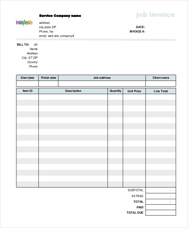 job invoice templates 8 free word pdf format download free