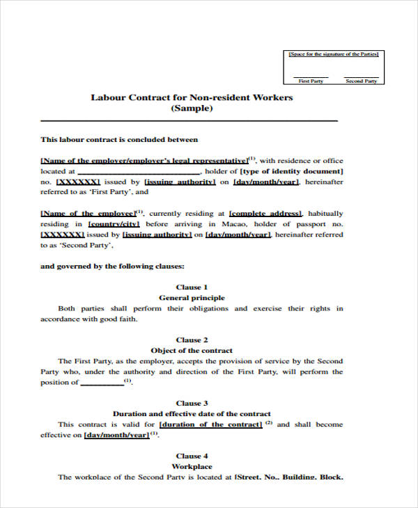 form 6 contract labour PDF 6  Free Premium &  Labor Word,    Agreement Templates