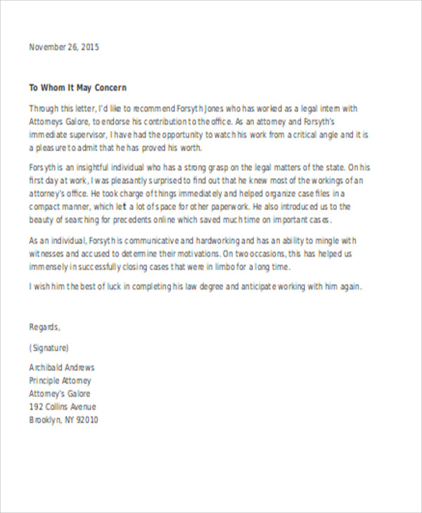 11+ Sample Internship Reference Letters - Free Samples, Examples Format ...