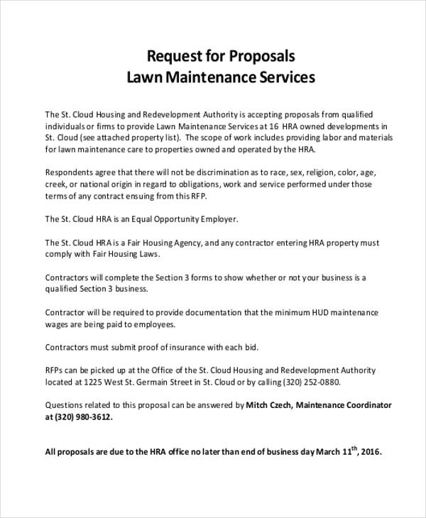 lawn service request for proposal