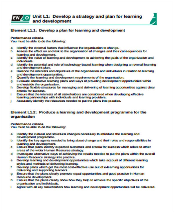 Learning Plan Template 15  Samples Examples Format Download