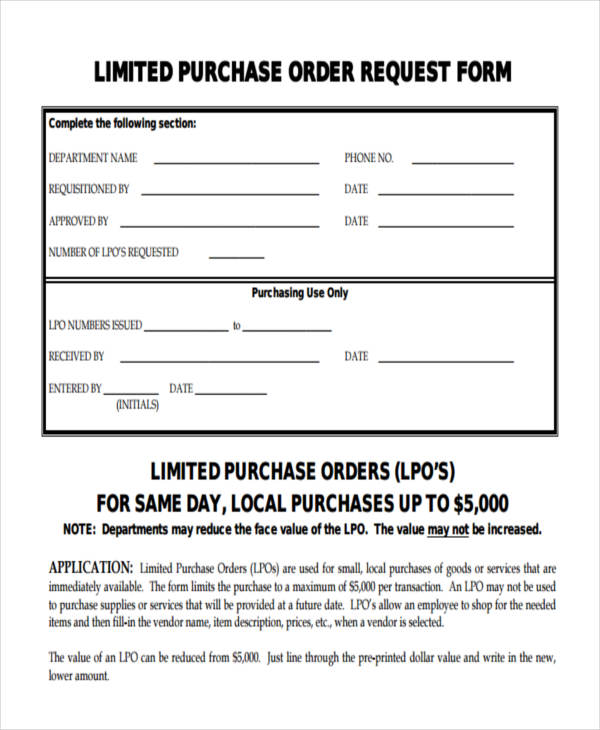 limited purchase order form