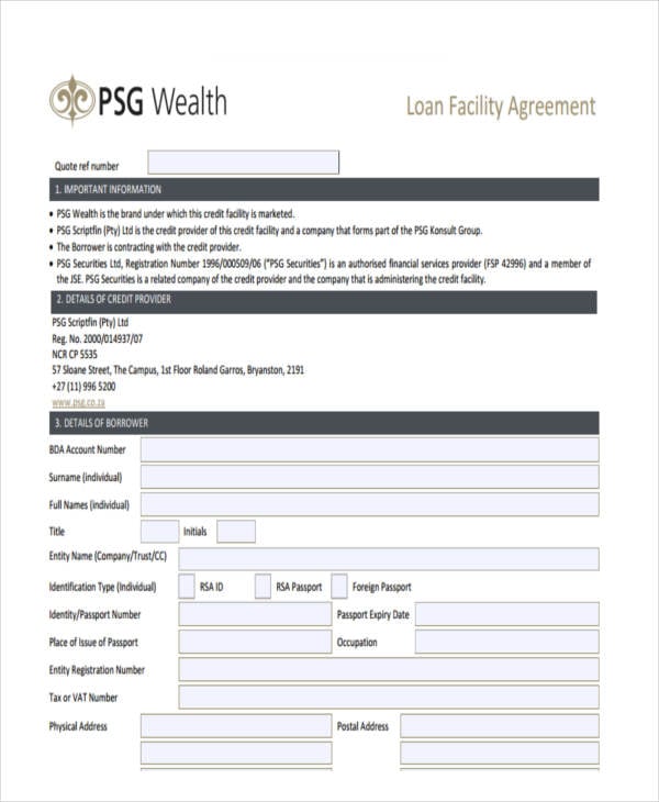 loan facility agreement