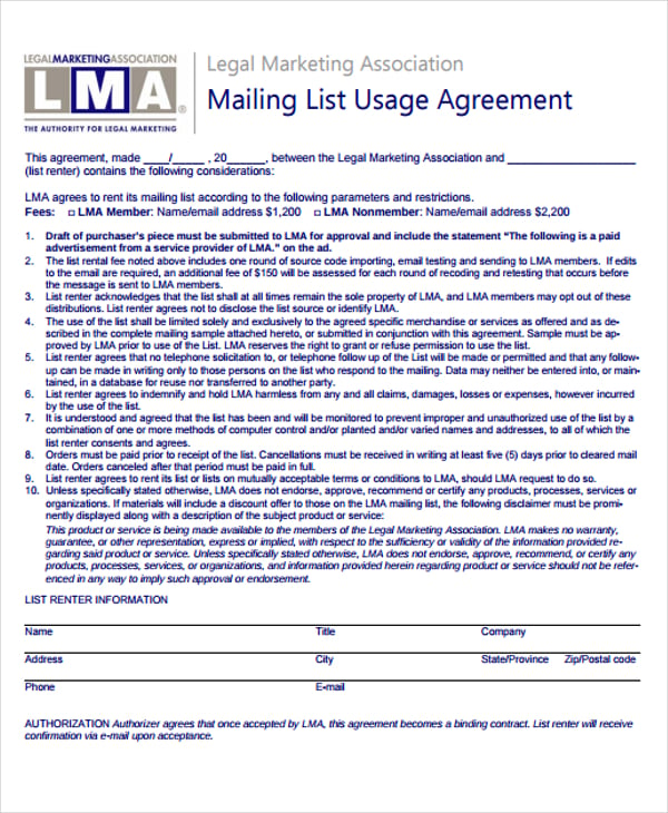 mailing-list-usage-agreement