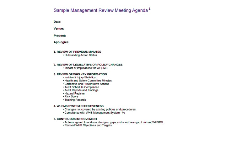 management agenda example