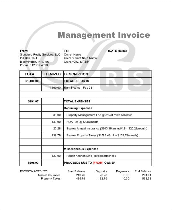 management invoice