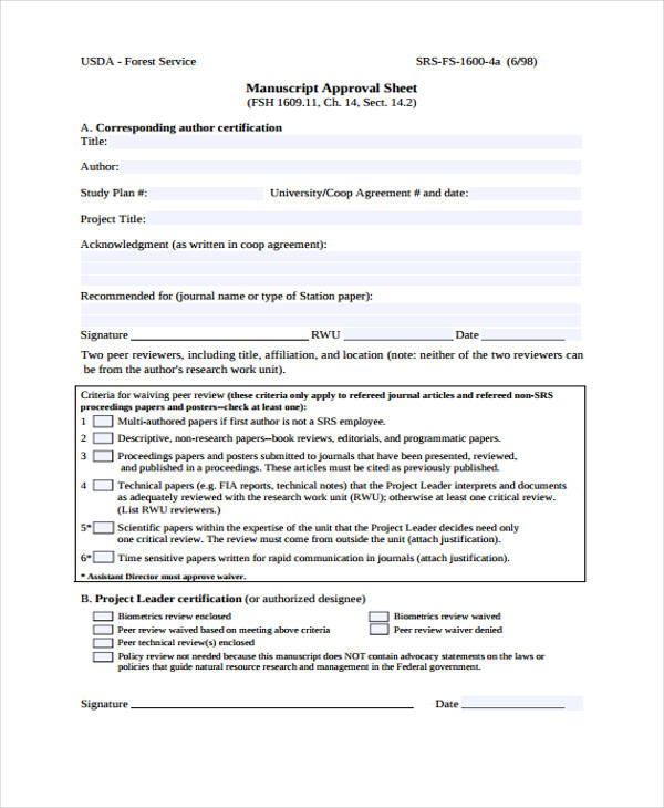 manuscript approval sheet
