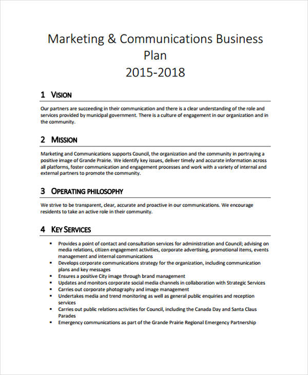 marketing communications business plan